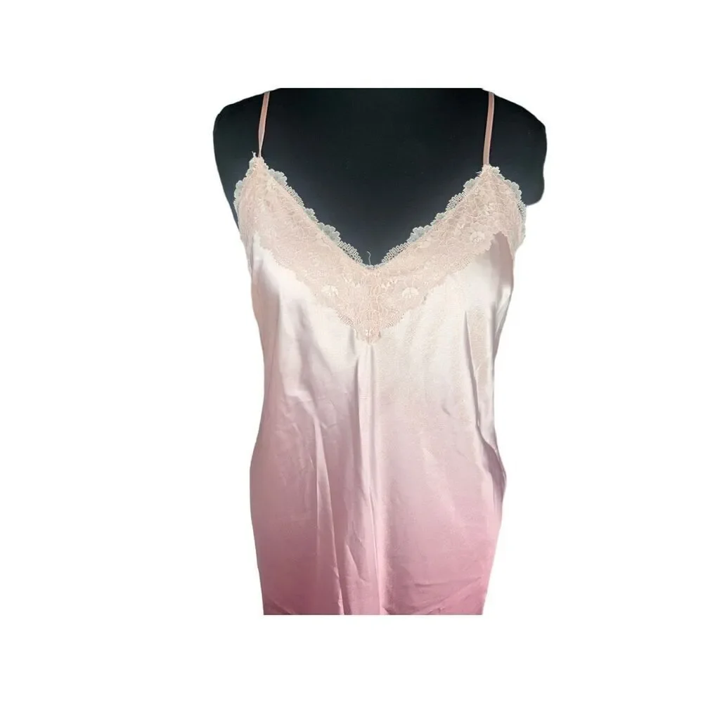 Satin rose ombre nightgown slip dress spaghetti strap intimates INC medium